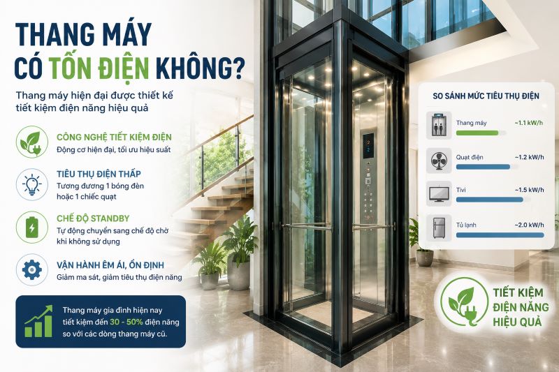 Thang máy có tốn điện không? 5 điều cần biết