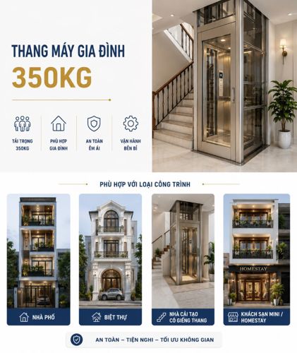 Kích thước thang máy gia đình 350kg​