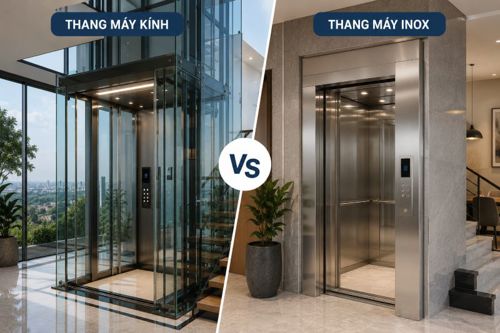 Nên chọn thang máy kính hay inox