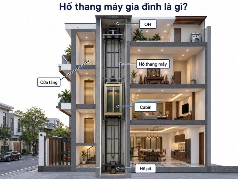 Kích Thước Hố Thang Máy Gia Đình​ Chuẩn Theo Tải Trọng
