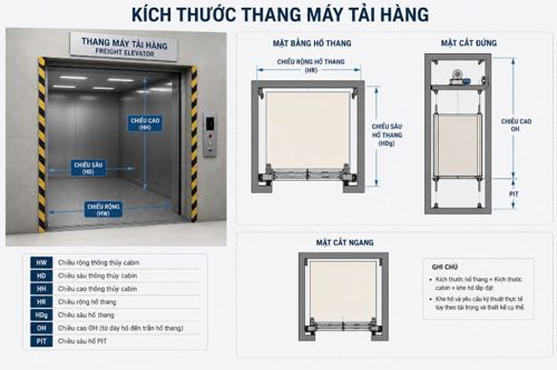 Kích thước thang máy chở hàng