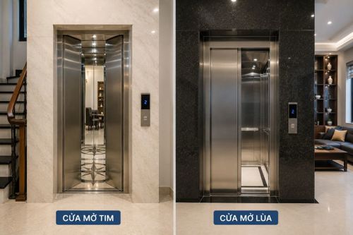 Thang máy cửa mở tim hay cửa mở lùa